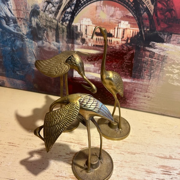 stunning Set Of 3 Vintage Brass Storks figurines - Picture 6 of 10